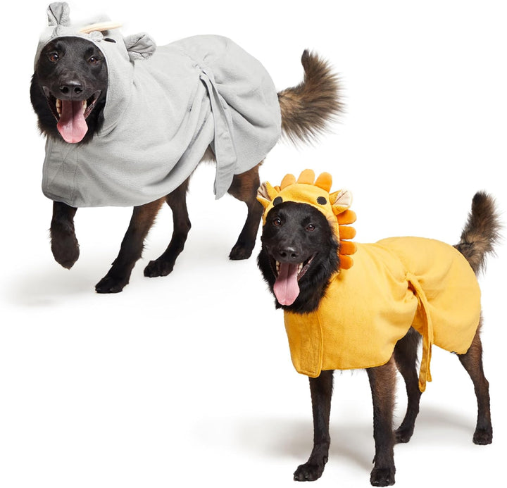 Dog Bathrobe Fast Drying with Hook and Loop Closure & Wrap Tie Snuggle, Cute Dogs Clothes, Easy to Clean, Machine Washable, Dog Coats and Tumble Dry Low - Lion, Small