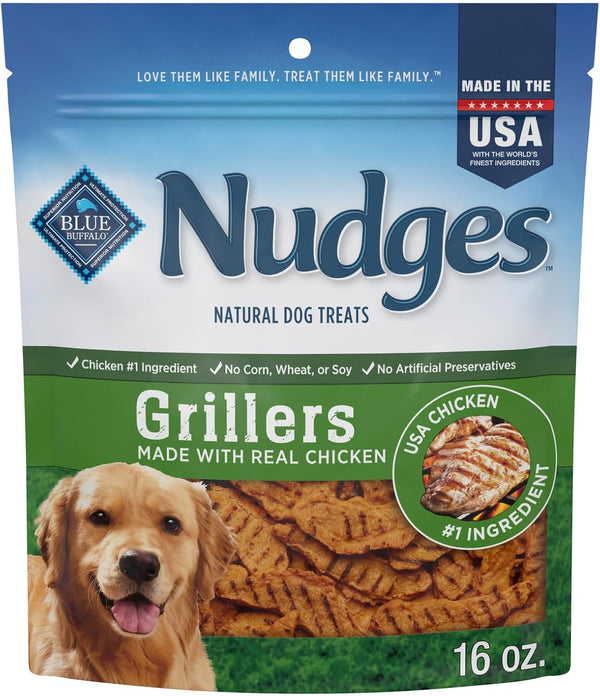 Nudges Grillers Natural Dog Treats, Made in the USA with Real Chicken, 16-Oz Bag