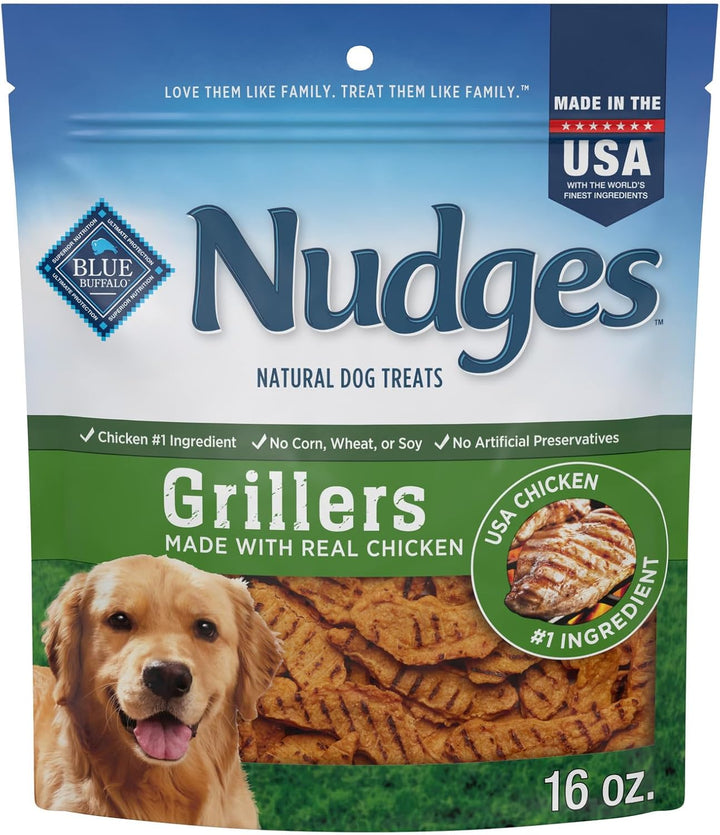 Nudges Grillers Natural Dog Treats, Made in the USA with Real Chicken, 16-Oz Bag
