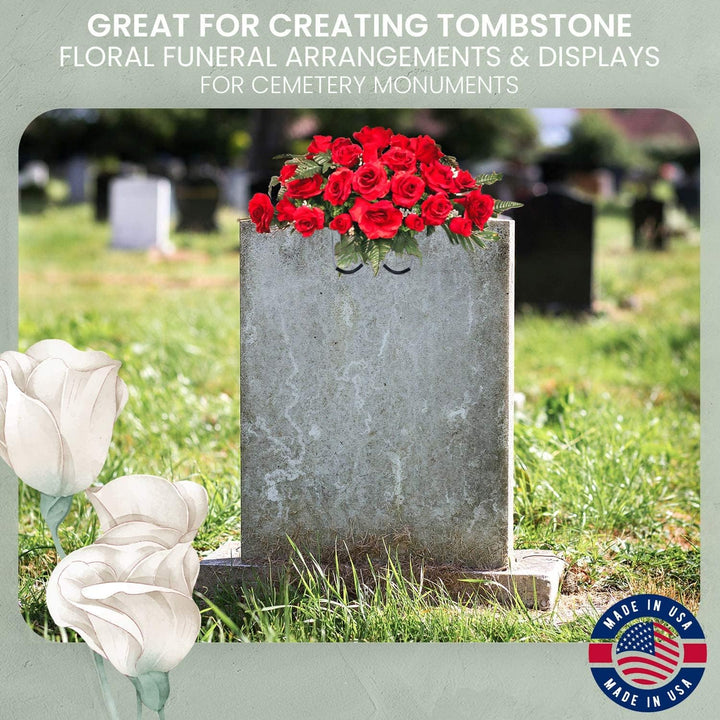 2 Pack 12 Inch Wire Headstone Saddle with Foam Attached Rustproof Galvanized Cemetery Gravestone Saddle Made in USA