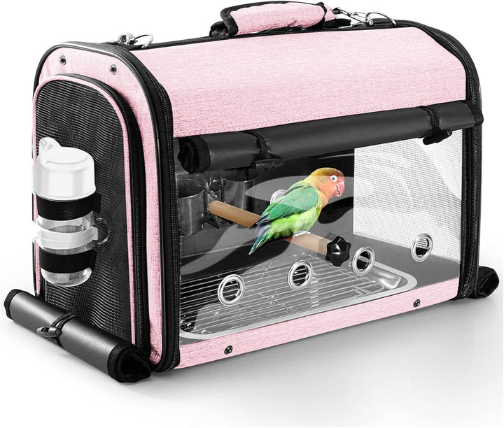Bird Carrier Bag with Stand, Lightweight Backpack for Parrot, Portable Travel Cage, Pet Transparent Breathable Carrier