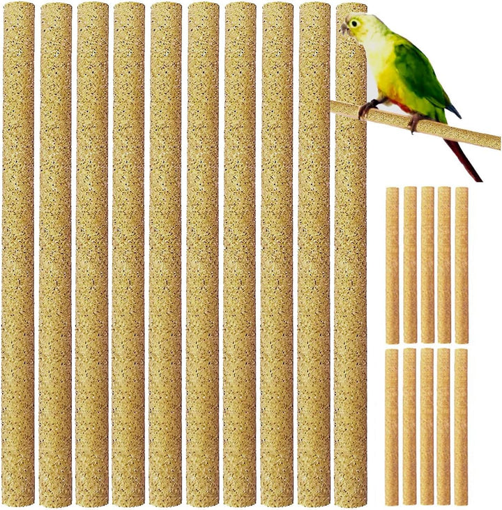 20Pcs Sand Perch Covers for Bird - Bird Perchs Covers 7.5" Long X 3/8" Diameter Bird Perches for Parakeets, Lovebirds, Parrotlets, Canaries and Other Small Birds (Yellow, 20Pcs 7.5" X 0.43")