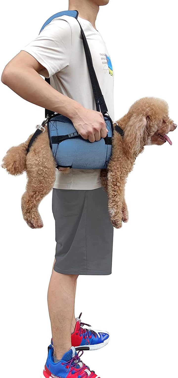 Dog Carry Sling, Emergency Backpack Pet Legs Support & Rehabilitation Dog Lift Harness for Nail Trimming, Dog Carrier for Senior Dogs Joint Injuries, Arthritis, up and down Stairs(Xl, Blue)