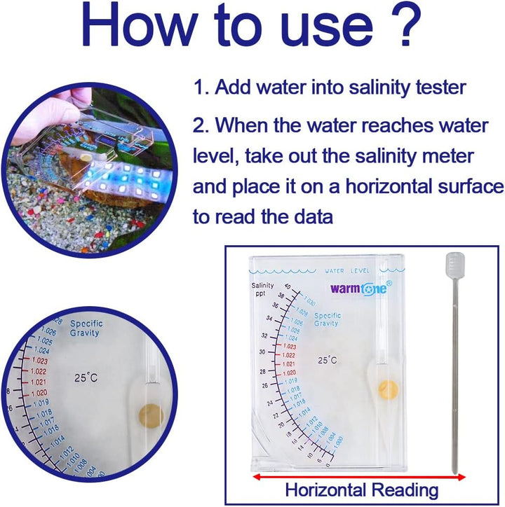 Salinity Tester, Sea Specific Gravity Test for Fish Tank Pond Water Saltwater Freshwater, Accurate Automatic Hydrometer