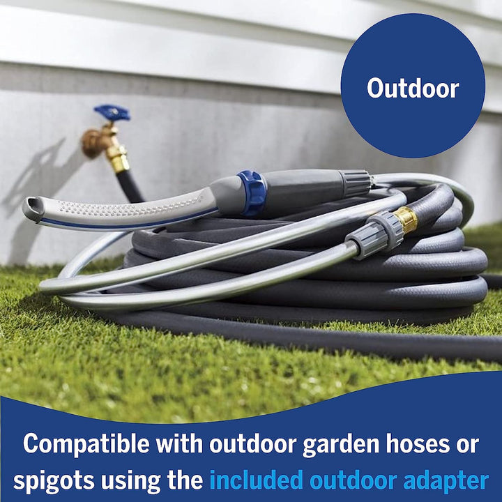 Pet Wand Pro Dog Shower Attachment for Fast and Easy Dog Bathing and Cleaning, Indoor and Outdoor Sprayer Includes 8-Foot Flex Hose, Blue/Grey, PPR-252E