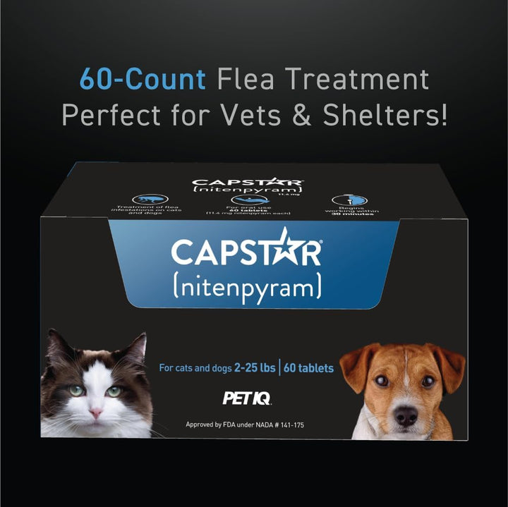 (Nitenpyram) for Dogs Fast-Acting Oral Flea Treatment for Dogs 2-25 Lbs, Vet-Recommended Medication Tablets Start Killing in 30 Minutes, 60 Doses