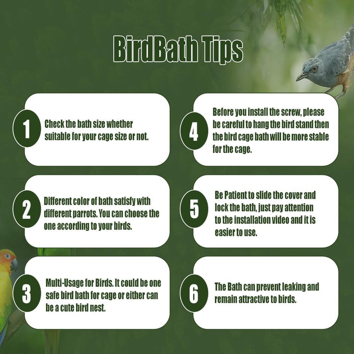 Bird Bath for Cage, Cleaning Pet Supplies Cockatiel Bird Bathtub with Hanging Hooks for Little Bird Parrots Spacious Parakeets Portable Shower for Most Birdcage(Blue)