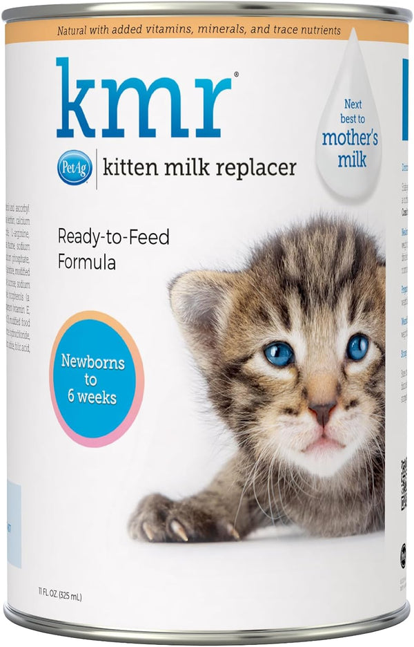 KMR Kitten Milk Replacer Liquid - 11 Oz - Ready-To-Feed Kitten Formula with Vitamins for Kittens Newborn to Six Weeks Old - Easy to Digest