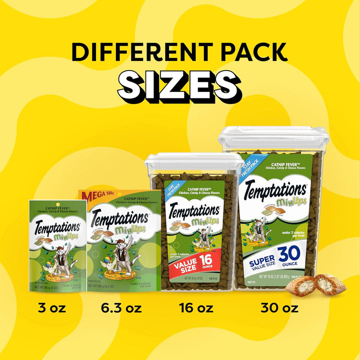 Mixups Catnip Fever Flavor Crunchy and Soft Cat Treats, 30 Oz. Tub