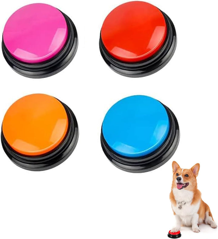 Voice Recording Button, Dog Buttons for Communication Pet Training Buzzer, 30 Second Record&Playback, Voice Recording Clicker for Cat, Puppy, Pet Trainin, Funny Gift for Study Office Home 4 Pcs
