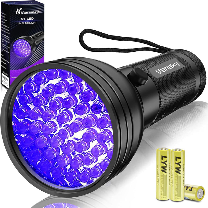 Black Light UV Light Flashlight, 21 LED 395Nm Ultraviolet Blacklight Flashlight Mini Pet Urine Detector for Dog/Cat, Dry Stains, Resin Curing, Matching with Pet Odor Eliminator(Batteries Are Included)