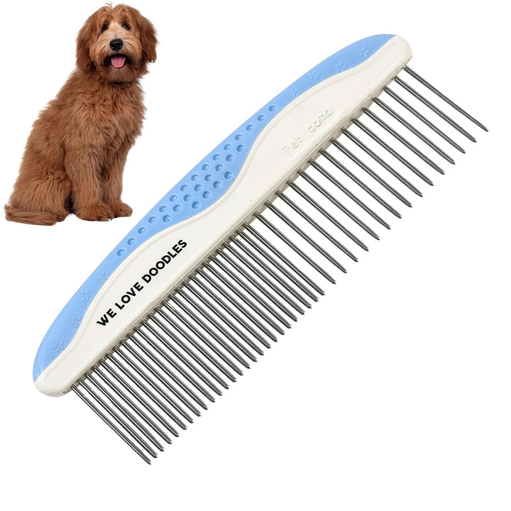 Metal Dog Comb, Dog Combs for Grooming Matting, Doodle Brush, Dematting Comb for Dogs, Dog Grooming Tools, Metal Pet Comb, Detangler Brush, Dematting Tools for Dogs, 2 Pack