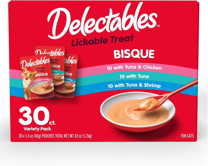 Delectables Bisque Lickable Wet Cat Treats - Chicken, Tuna & Shrimp, 12 Count