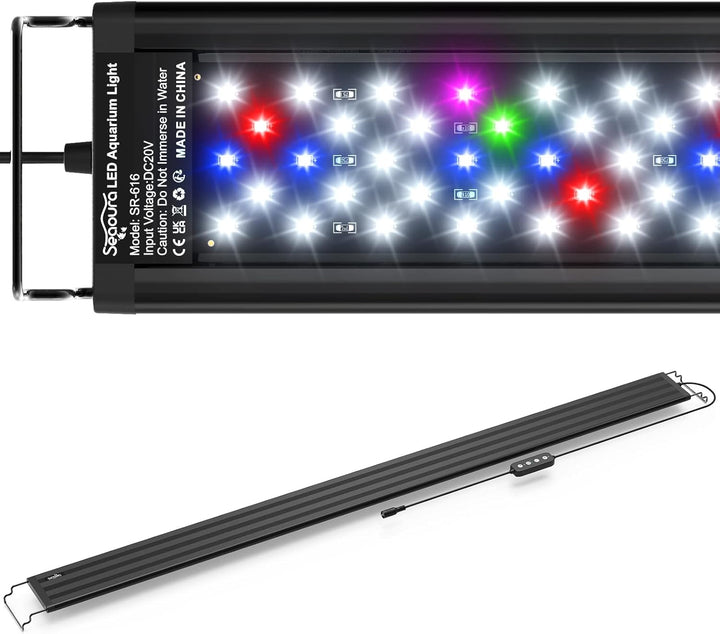 Led Aquarium Light for Plants-Full Spectrum Fish Tank Light with Timer Auto On/Off, 18-24 Inch, Adjustable Brightness, White Blue Red Green Pink Leds with Extendable Brackets for Freshwater