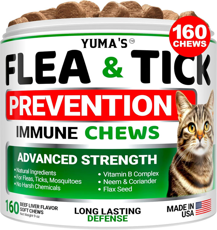 Flea and Tick Prevention for Dogs Chewables - 170 Treats - Natural Dog Flea and Tick Treatment Chewable Supplement - Oral Pills - All Breeds & Ages - Soft Chews - Made in USA - Chicken Flavor