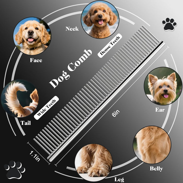 Professional 4 in 1 Dog & Cat Grooming Scissors Kit with Safety round Tips,Sharp & Durable,Dog Shears for Grooming - Includes Straight, Curved, Thinning Scissors and Comb - Premium Pet Supplies