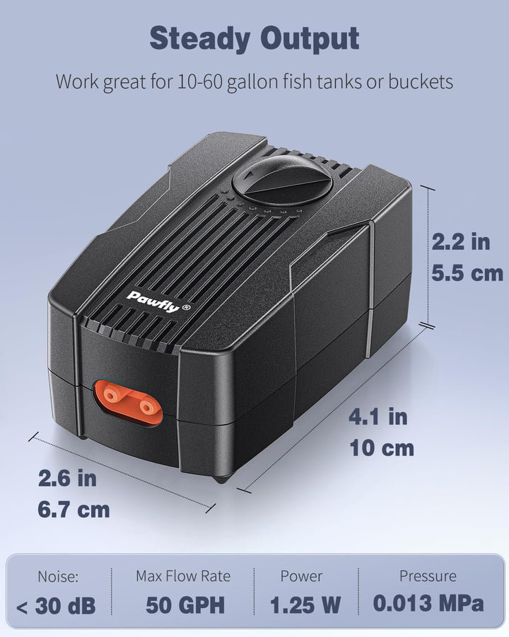 Aquarium Air Pump Oxygen Pump for 10-200 Gallon Fish Tanks Buckets Dual Outlet Adjustable Ultra Quiet Aerator Pump with Accessories