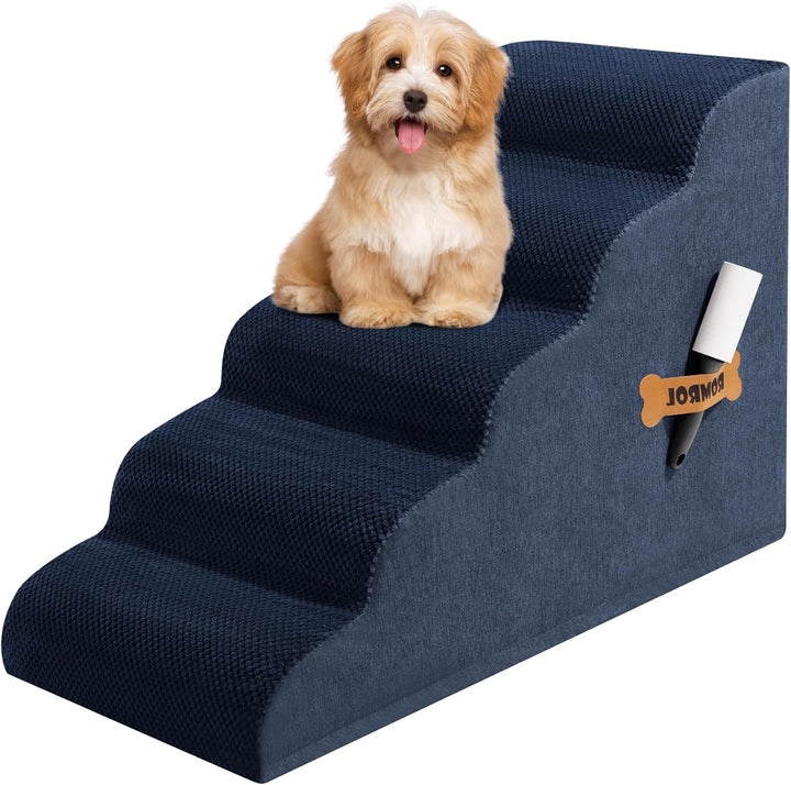 Dog Stairs Ramp for Beds Couches, 15.7” H 33D Extra Wide Pet Steps with Durable Non-Slip Waterproof Fabric Cover, Dog Slope Stairs for Small Dogs and Cats or Pets Friendly, 3-Tiers, Grey