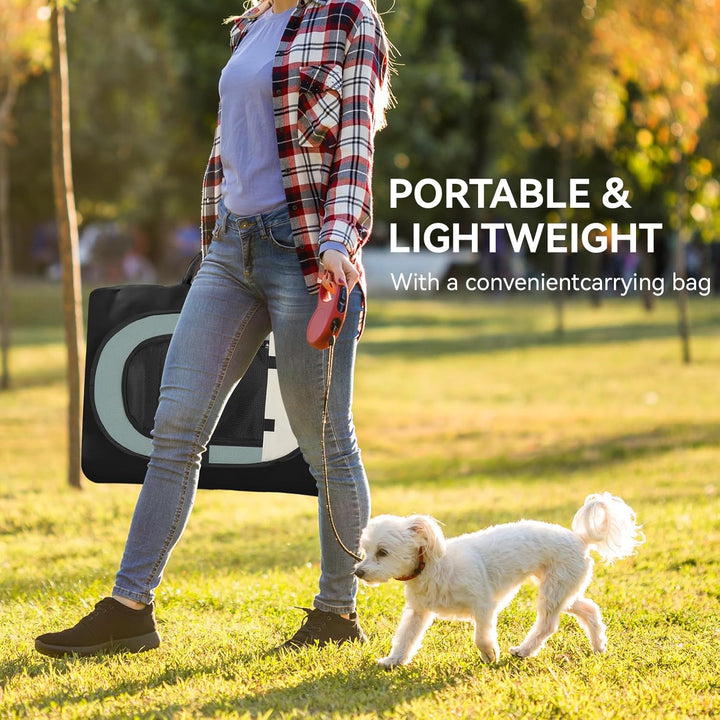 Dog Cat Playpen, Puppy Pet Playpen Indoor for Small Dogs Tent Crates Cage Outdoor, Portable Pop up Dog Kennel Playpen with Carrying Case for Dogs/Cats/Rabbits, Removable Zipper Top, Grey