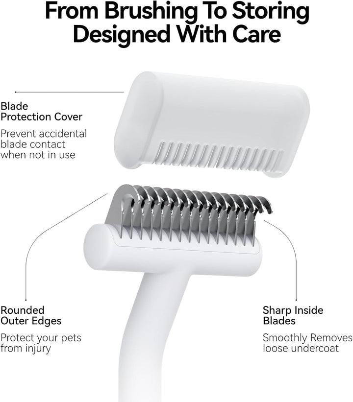 Undercoat Rake for Cats & Small/Medium Dogs – Deshedding Brush & Dematting Comb for Double-Coated Pets with Long or Short Hair, Matted Fur – Grooming Tool for Kitten, Puppy, Rabbit and Horse