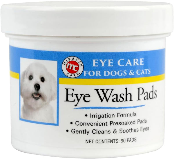 Eye Wash Pads for Dogs and Cats Made in USA, Soft Pet Wipes for Gently Cleaning Eyes, Sterile Cat and Dog Wipes Formulated to Remove Eye Debris, 90 Count