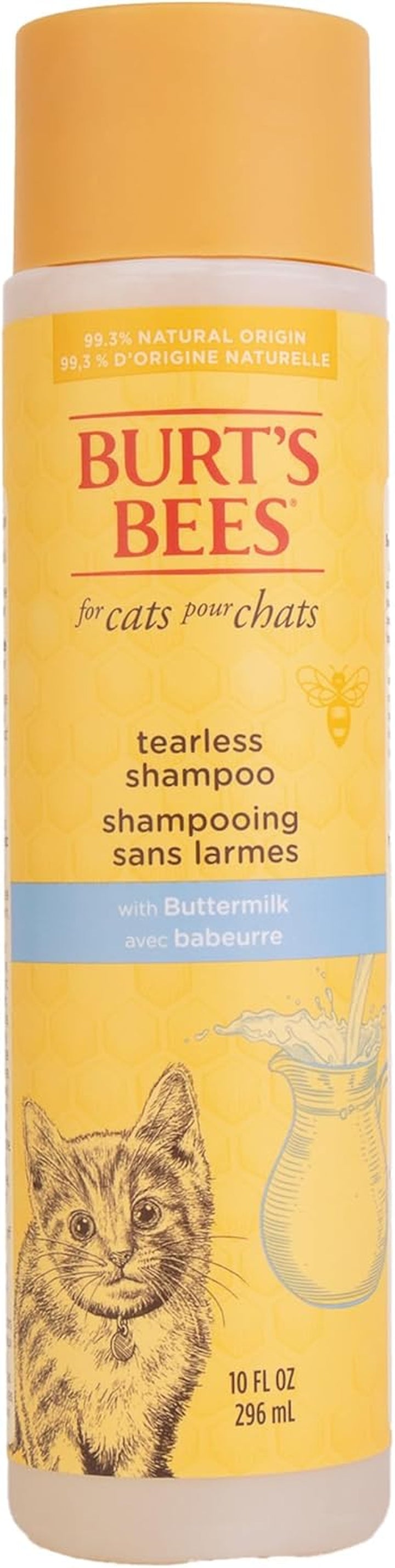 Tearless Kitten Shampoo with Buttermilk, 99.3% Natural Origin Formulas, Pet Shampoo for Cats, Gentle Cat Shampoo, Cat Shampoo for Itchy Skin, 10 Oz