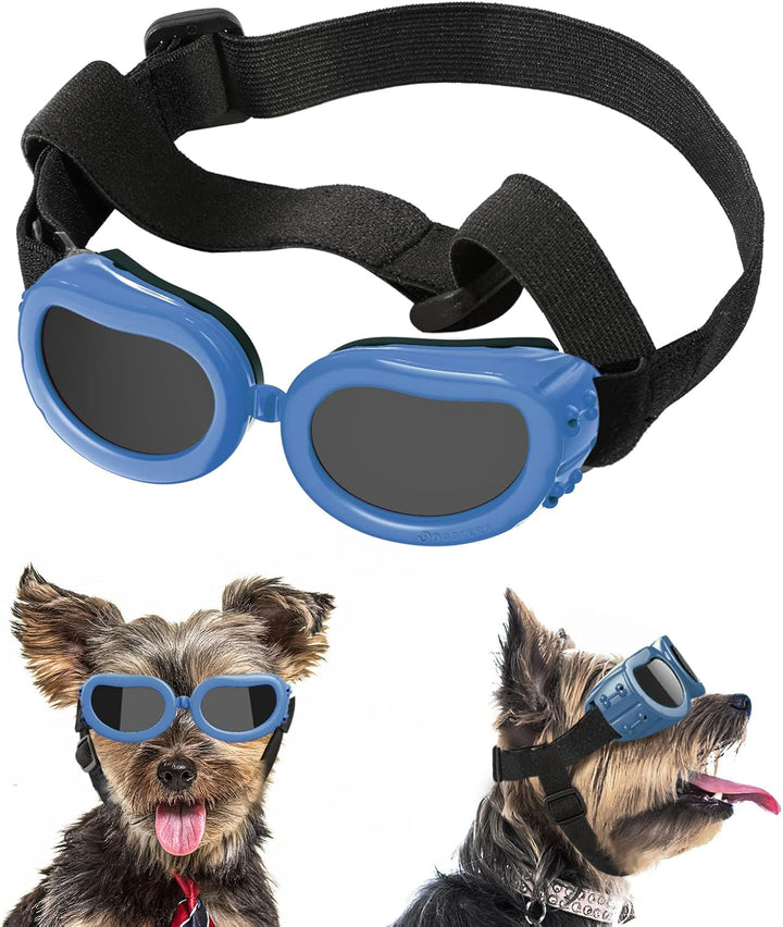 Dog Sunglasses Small Breed Goggles UV Protection,Goggles for Small Dogs Eye Wear Protection with Adjustable Strap Windproof Anti-Fog Sunglasses for S-Mall Doggy Doggie Glasses,Black