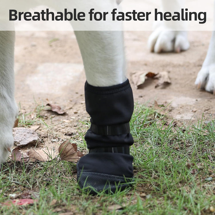 Dog Paw Wound Recovery Boot, Breathable Dog Bootie for Injured Paw, Anti-Slip Dog Shoe with Self-Adhesive Strap, Dog Paw Protector for Outdoor Walking & Keep Dogs from Licking Wounds (L)