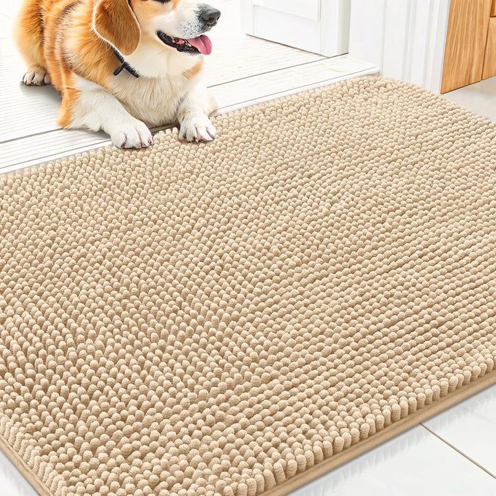 Dog Door Mat for Muddy Paws 30X20, Absorbs Moisture and Dirt Doormat, Non-Slip Washable Quick Dry Chenille Front Door Mat Indoor Entrance, Entryway Carpet for inside Floor, Grey