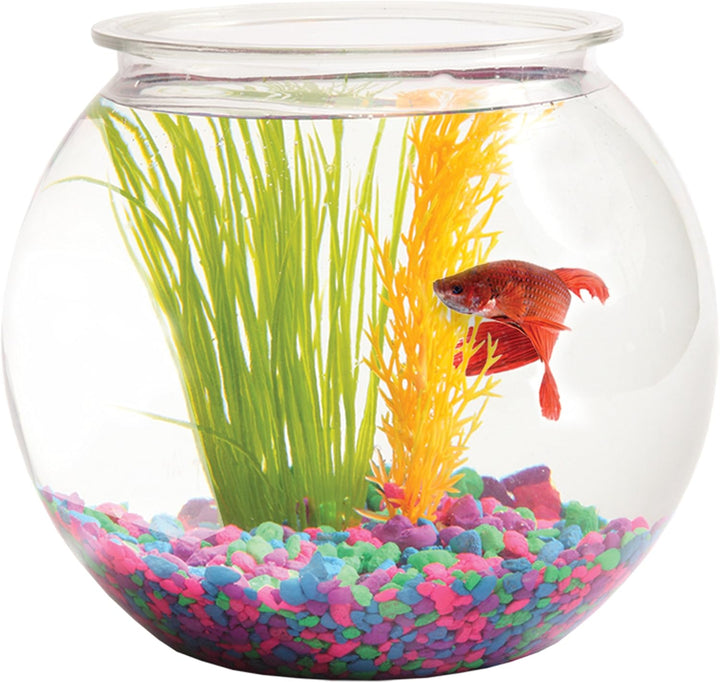 1 Gallon Fish Bowl: round Crystal Clear Plastic Is Break-Resistant and Light Weight. Ideal for Betta Fish Aquarium, Home Décor and Party Drinks