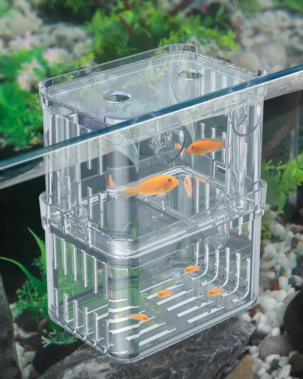Aquarium Breeding Box - Transparent Plastic Breeder Box for Fish Tank, Fry Hatchery Incubator for Baby Fish, Shrimp, Betta, Clownfish, Guppy, Large