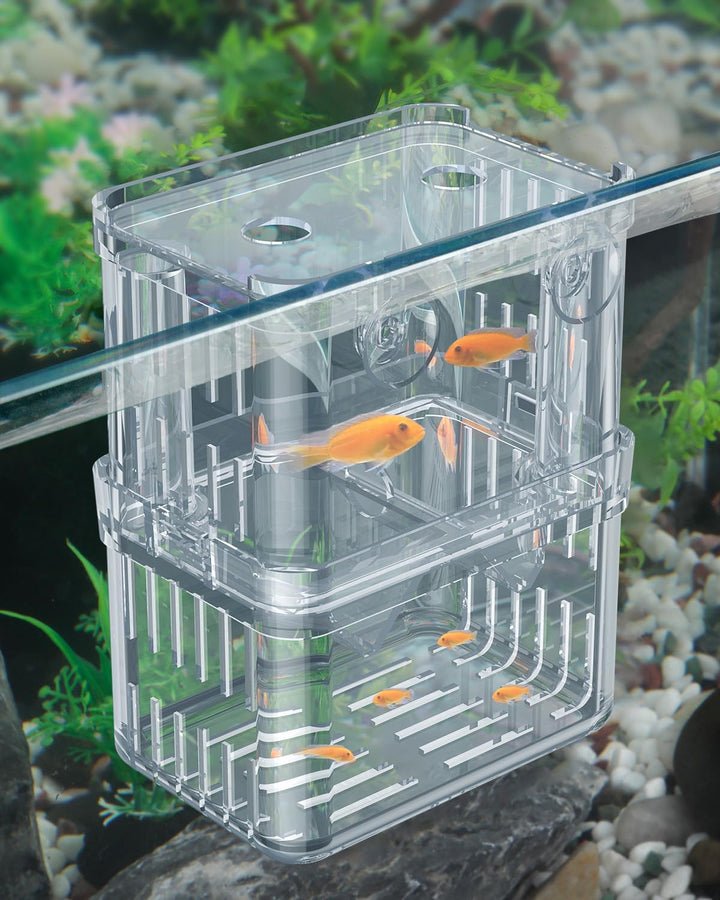 Aquarium Breeding Box - Transparent Plastic Breeder Box for Fish Tank, Fry Hatchery Incubator for Baby Fish, Shrimp, Betta, Clownfish, Guppy, Large