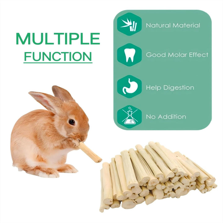 300G Snacks Sweet Bamboo Chew Toy for Rabbits Chew Sticks for Hamster Chinchilla Guinea Pig,Molar Treats Snack for Small Animals