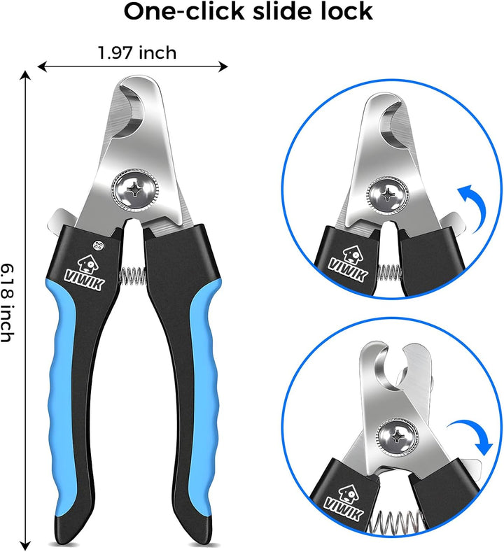 Dog Nail Trimmers for Large Medium Dogs, Cats, Professional Dog Nail Clippers with File Quick Sensor & Safety Guard to Avoid Overcutting, Pet Claw Paw Clipper for Grooming with Toenail File Blue