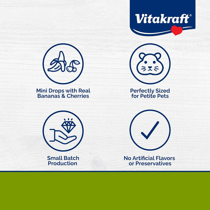 Drops Mini Banana & Cherry Flavor Dwarf Hamster, Rat, and Mouse Treat, 2.5 Oz, Multi