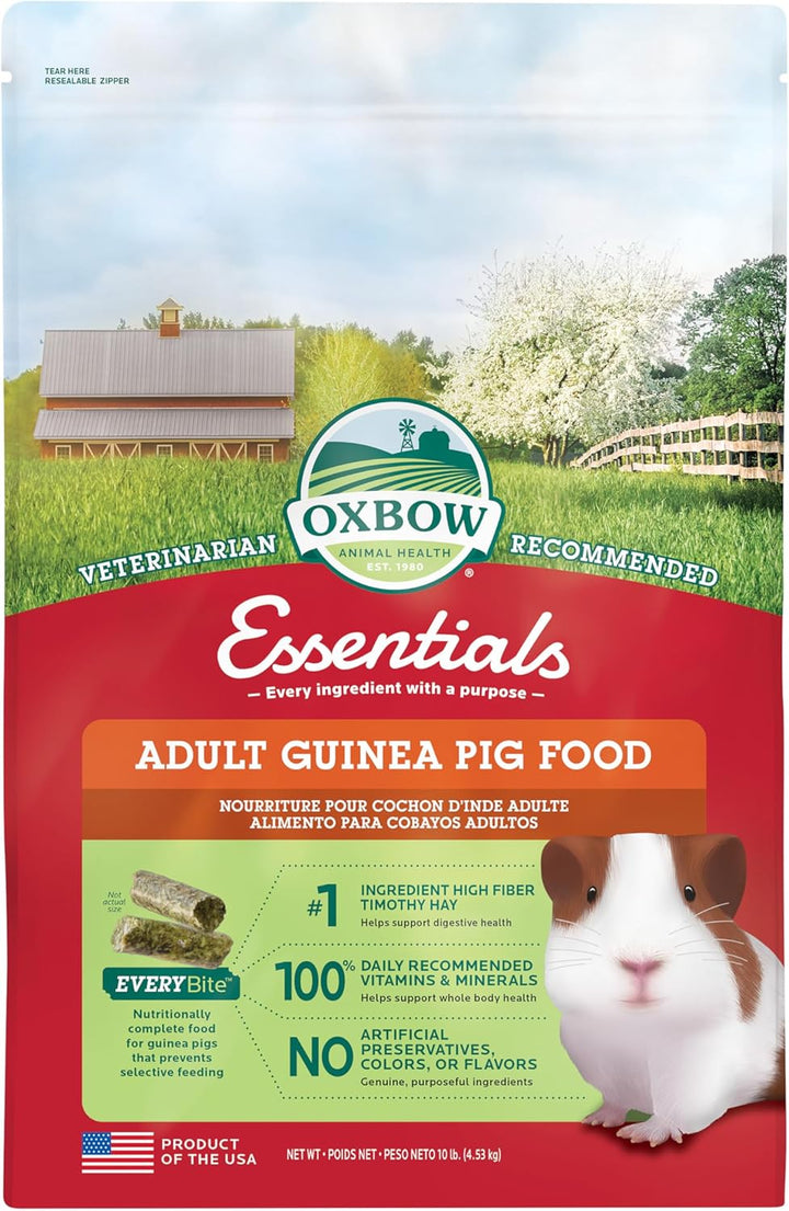 Essentials Guinea Pig Food, Adult Guinea Pig, Made with  Timothy Hay, Pet Food Pellets with Vitamin C, Small Animal Pet Products, Made in USA, High Fiber, 5 Lb. Bag