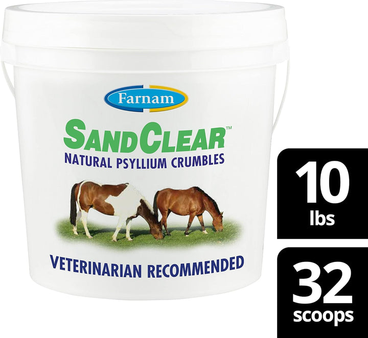 Sandclear Psyllium Crumbles Supplement for Horses, Helps Remove Sand from Colon & Supports Digestive Health, Apple/Molasses Flavor, 10 Lbs.