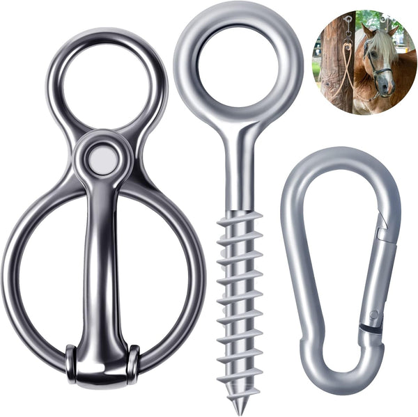 Blocker Tie Ring for Horses,Horse Tack and Supplies Horse Accessories,Horse Tie Ring Prevents Horses from Pulling Back Sturdy Stainless Steel