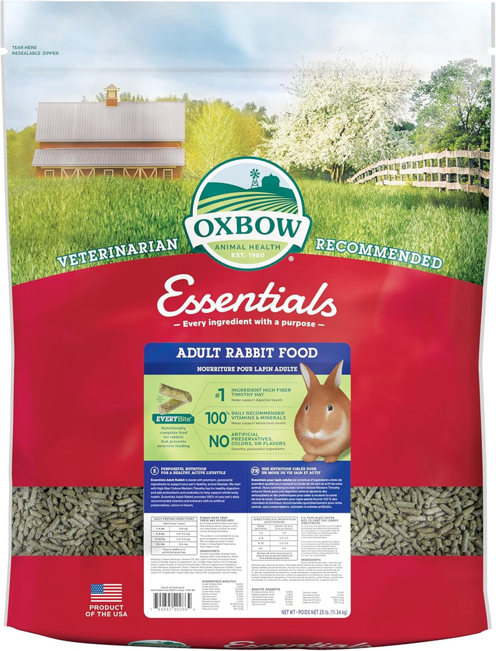Essentials Rabbit Food, Adult, Made with  Timothy Hay for Rabbit, Pet Pellets with Vitamins & Minerals, Small Animal Pet Products, Bunny Food, Made in USA, High Fiber, 10 Lb. Bag