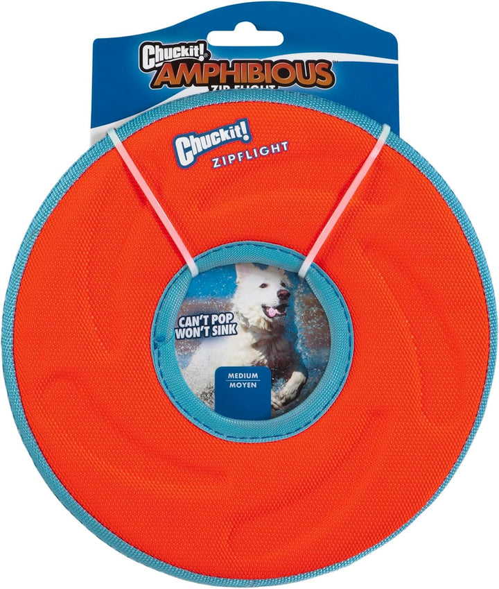 Zipflight Flying Disc Dog Toy, Medium (8.5"), Orange and Blue