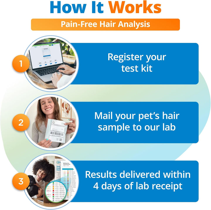 Pet Food Intolerance Test, at Home Sensitivity Test for Dogs & Cats, 575 Items Tested, Hair Analysis, Accurate for All Ages & Breeds, Pet Gut Health, Results in 4 Days