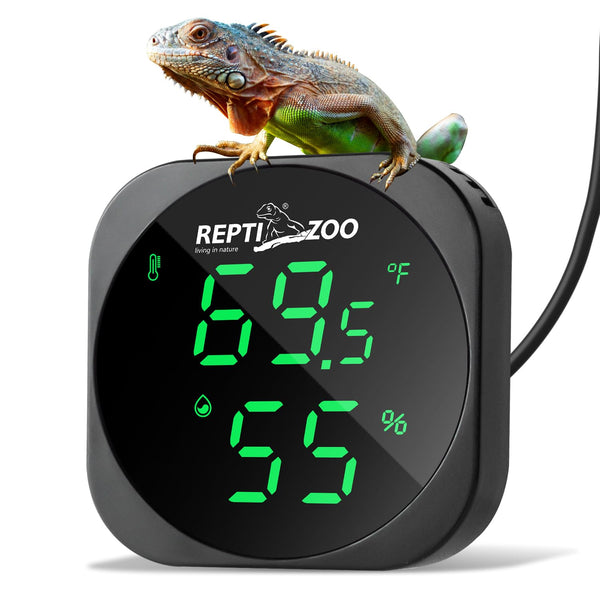 Thermometer Hygrometer, LED Digital Thermo Hygrometer for Reptile Terrarium Pet Rearing Box, Reptile Tank Thermometer with 55.2" Cable USB Power Supply