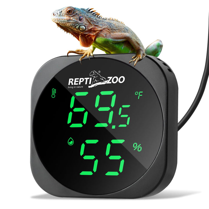 Thermometer Hygrometer, LED Digital Thermo Hygrometer for Reptile Terrarium Pet Rearing Box, Reptile Tank Thermometer with 55.2" Cable USB Power Supply