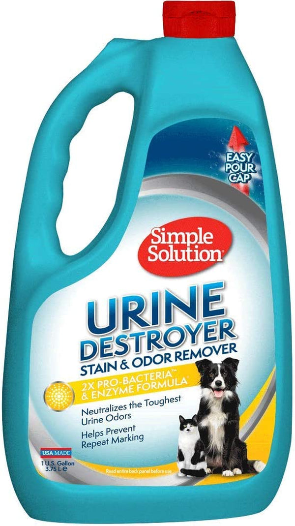 Urine Destroyer, Enzymatic Cleaner and Urine Odor Eliminator, Pet Stain Remover, Dog Pee Stain Destroyer, Cat Urine Neutralizer, Carpet Cleaner, Rug Deodorizer, Spot Cleaner, 1 Gallon