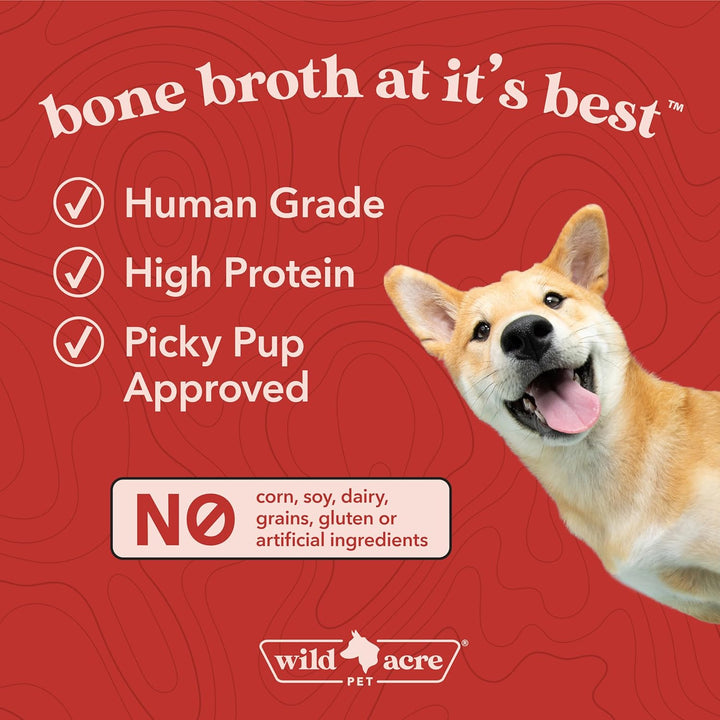 Premium Beef Bone Broth for Dogs – High Protein + Collagen Enhanced with Mushroom Blend for Strong Bones, Joint Flexibility, Digestive Comfort, and Immune Support - Natural Dog Food Topper