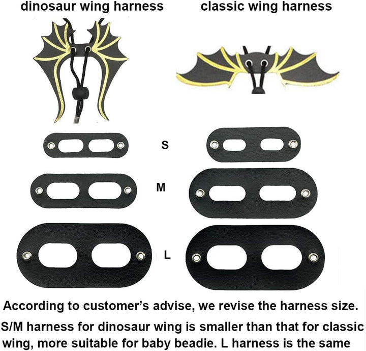 Bearded Dragon Lizard Leash Harness - 3 Size Pack Dinosaur Wing Lizard Harness Leash for Bearded Dragon Lizard Reptiles