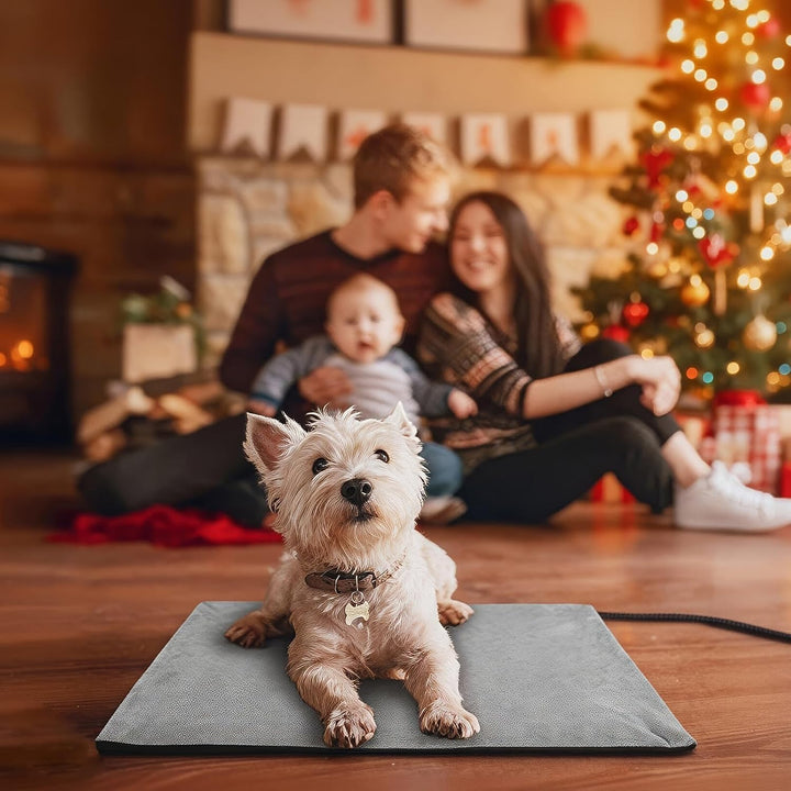 Small Pet Heating Pad, 6 Adjustable Temperature Dog Cat Heating Pad with Timer, Waterproof Heated Cat Bed with Chew Resistant Cord, Indoor Electric Pet Heated Mat 18X16In