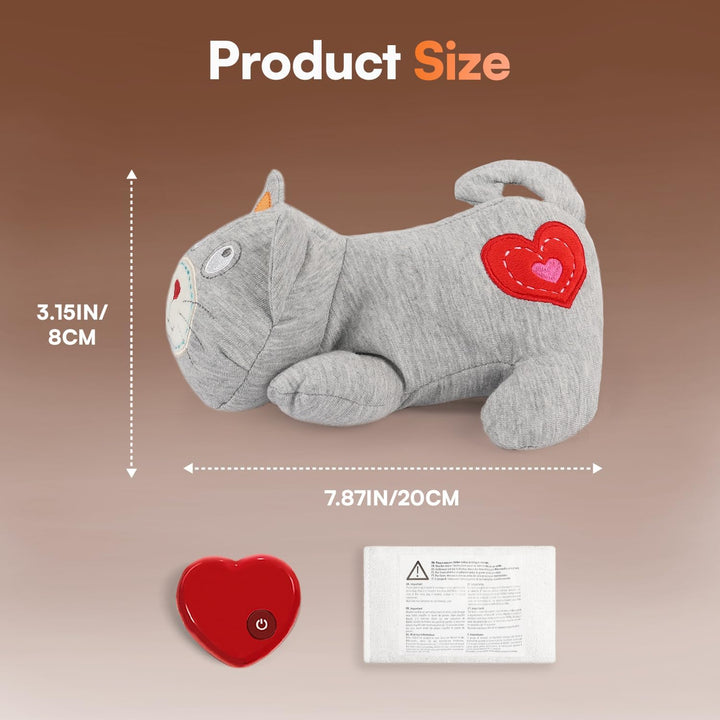 Heartbeat Cat Calming Toy Heartbeat Soothing Kitty Toys Stuffed Plush Warm Toys for Cats Comfort Kitty Stress Relief and Sleep Aid Toy
