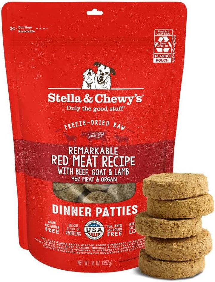 Freeze-Dried Raw Dinner Patties - Beef Recipe - High Protein Grain-Free Puppy & Dog Food - Perfect for Picky Eaters - 25 Oz
