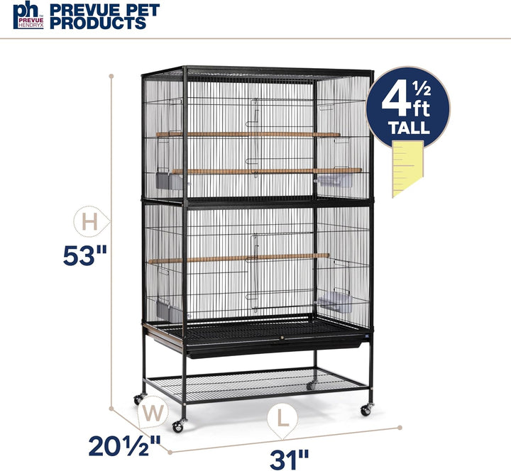 Wrought Iron Flight Cage with Stand F040 Black Bird Cage, 31-Inch by 20-1/2-Inch by 53-Inch